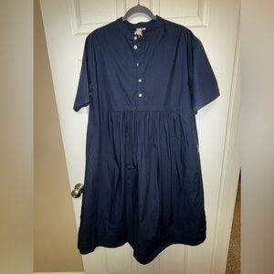 Navy Blue Oversized 100% Cotton Smock Dress XS